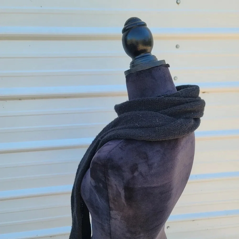 SPRIT Knit Scarf Black Warm Soft Unisex Mens Womens Acrylic 82